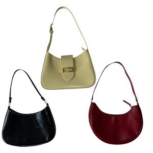 Bundle of 3 shoulder bags: light yellow, red and black
